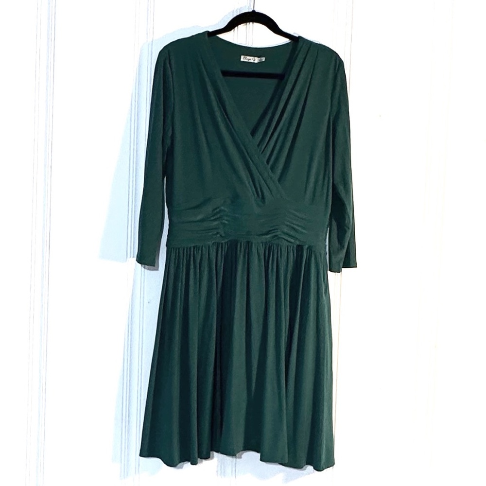 Green Eliza J Faux Wrap Dress